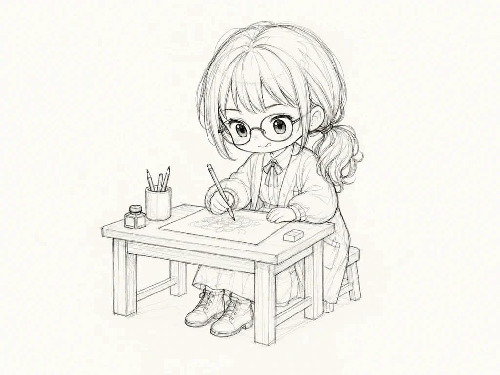 添削前の未完成線画